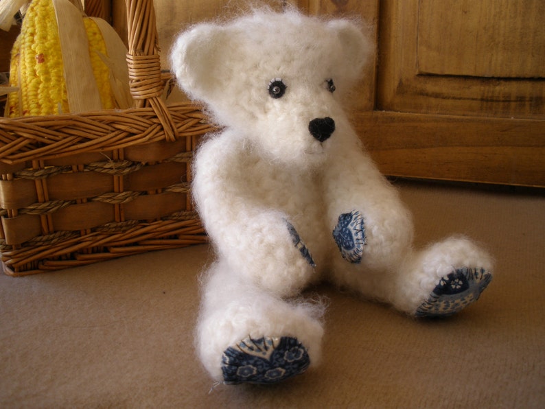 Classic Ivory Color Teddy Bear Amigurumi Art Toy image 3