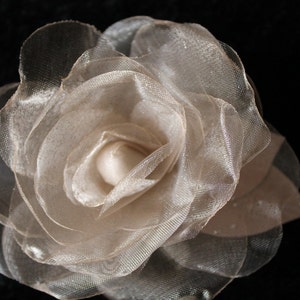 Blush Rose Organza Hair Piece: Handmade Bridal Fascinator