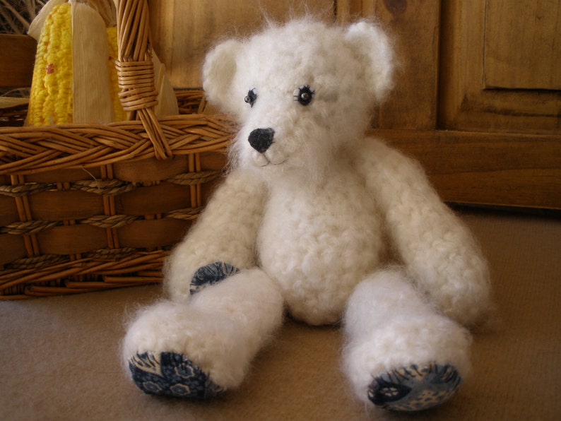 Classic Ivory Color Teddy Bear Amigurumi Art Toy image 4