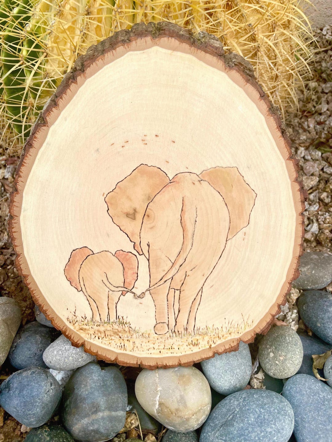 Elephant Family Wall Hanging - Pyrography/wood Burned Art - Etsy