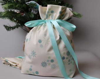 Reusable Fabric Gift Bag - Multicolor Snowflakes