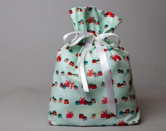 Reusable Fabric Gift Bag - Blue Presents