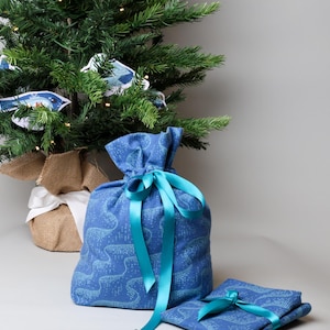 Reusable Fabric Gift Bag - Blue Aurora