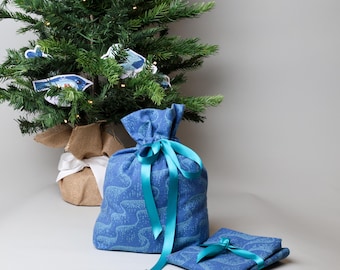 Reusable Fabric Gift Bag - Blue Aurora