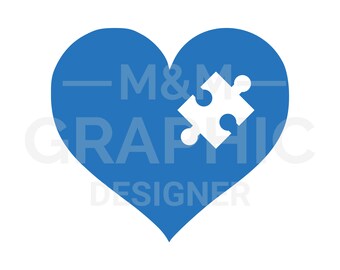 Autism Puzzle Piece Heart Digital File
