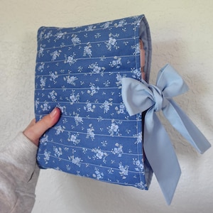 Quilted Floral Bible Sleeve: Soft Blue Christian Book Cover
