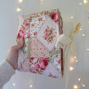 Quilted Bible Sleeve Rose Bow Floral Bible Cover Spring Bow Bible Covers Bible Bag