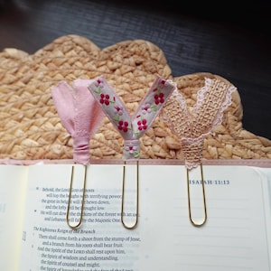 Handmade Pink Petals Bible Page Markers: Floral Lace Accents, Set of 3