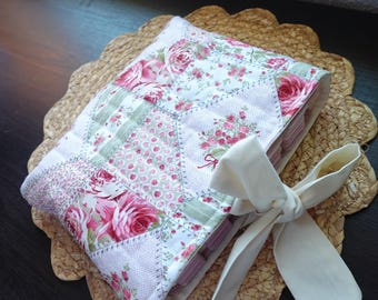 Patchwork Rose Floral Bible Sleeve: Handmade Quilted Christian Bible Cover
