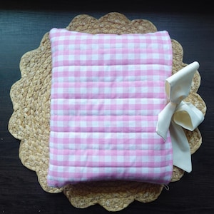 Pink Gingham Quilted Bible Sleeve: Christian Book Cover with Bow