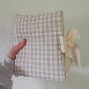 Quilted Tan Gingham Bible Sleeve: Handmade Christian Book Cover