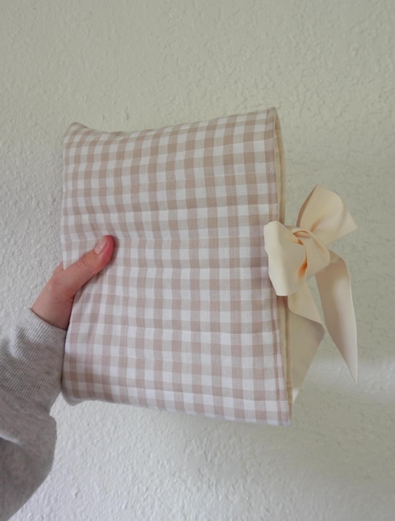 Quilted Tan Gingham Bible Sleeve: Handmade Christian Book Cover