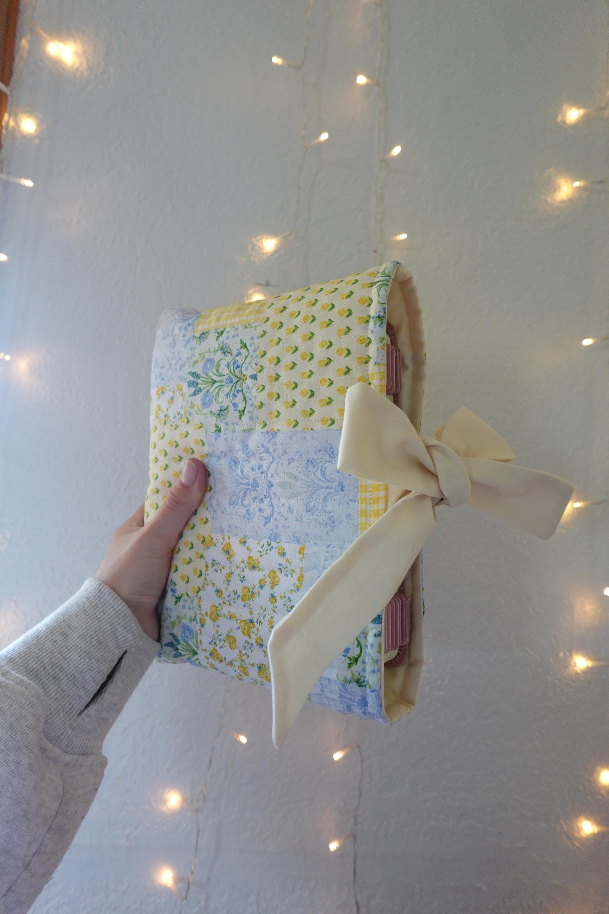 Quilted Floral Patchwork Bible Cover with Bow - Handmade