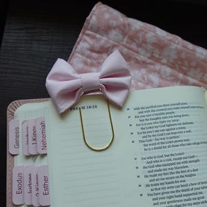 Pink Bible Bow Bookmark Fabric Bookmark with Bow Christian Gift for Women Scripture Bookmark Bible Study Accessory