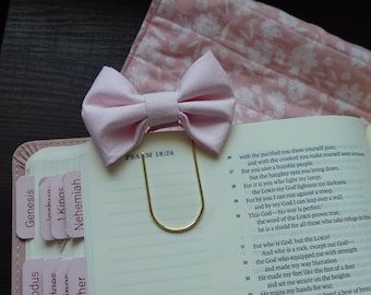 Pink Fabric Bow Bookmark: Christian Bible Study Gift