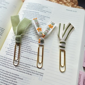 Handmade Floral Embroidery Page Markers: Bible Journaling Set
