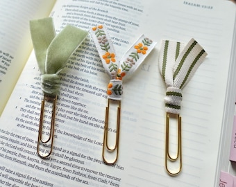 Handmade Floral Embroidery Page Markers: Bible Journaling Set