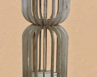Ribbed Pedestal Stand | Wood Hourglass Plinth | Cake Stand | Wedding Display Pedestal | Event Decor | Handmade Display Stand