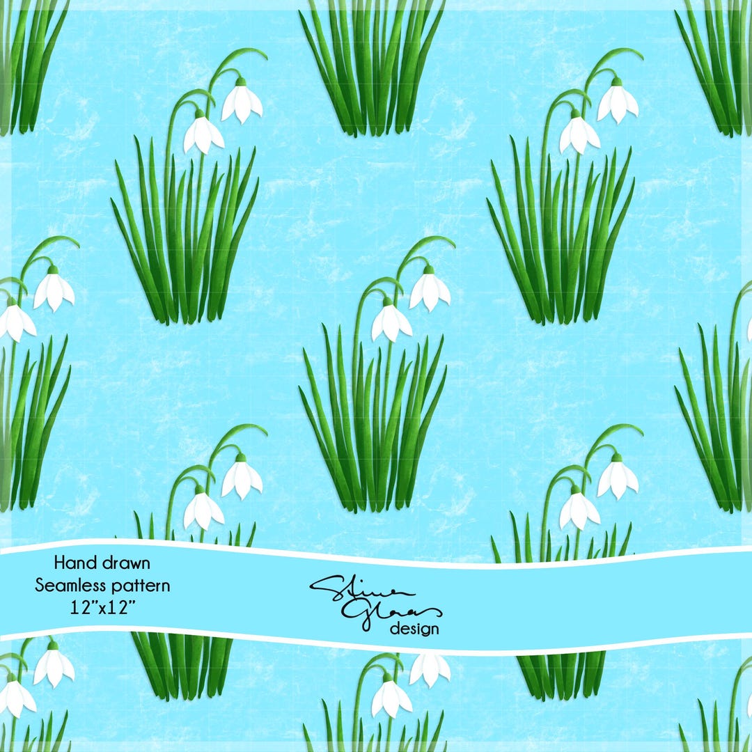 Snow Drop Pattern Snowdrop Seamless Pattern Surface Digital Paper Scrapbook Junk Journal ...