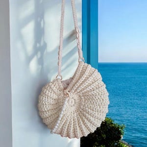 Gehäkelte Muschel Tasche - Sommer Urlaubs Tasche - Küsten Conch Shell Tote Beachy Boho Geldbörse - Muschel Mode-Accessoire - Ozean inspirierte Crossbody