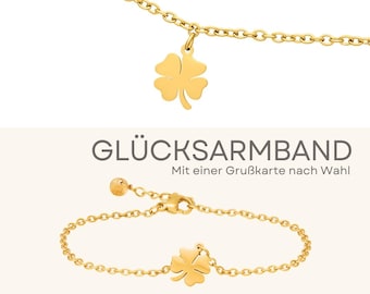 Bracelet with four-leaf clover, lucky charm, friendship, exam companion, gift