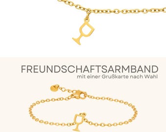 Bracelet silver or gold with wine glass, friendship bracelet, gift, partner in wine, girlfriend