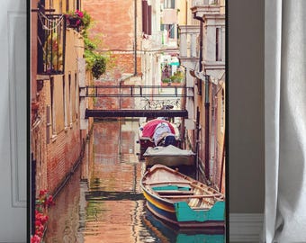 Venice Canal Art Print: Warm Tone Italy Wall Art, Travel Photography