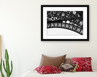 Black and White Paris Eiffel Tower Photography Print,  Gift for Her, Paris Photo Wall Decor, Minimalist Travel Art Print