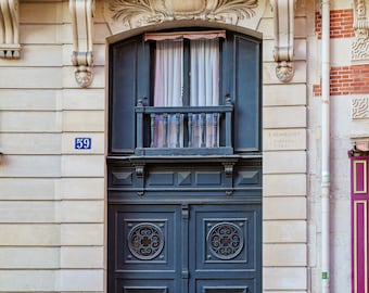 Paris Door Wall Art Print, Travel Photography Print, Paris Architecture Wall Decor, Paris Photo Home Decor Print, Bluegreen Door