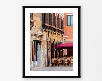 Kitchen Wall Art Print, Venice Italy Cafe Photography Poster, Italy Cafe Ristorante Photography Print, Italian Kitchen Decor, Large Wall Art