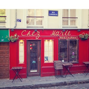 Paris France Cafe Print: Montmartre Travel Photography, Chez Marie