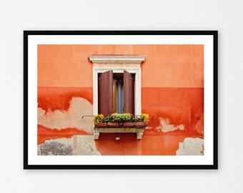 Venice Italy Window Photography Print, Bold Italy Colors Wall Art, Large Wall Art Print, Venice Architecture Decor