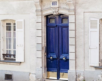 Paris Blue Door Photography Decor, Paris Wall Art Print, Paris France Home Decor