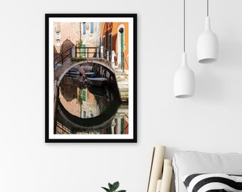 Venice Bridge Reflection Print, Quiet Venice Italy Canal Photography, Venice Italy Wall Art, Venice Prints, Venice Decor, Large Wall Art