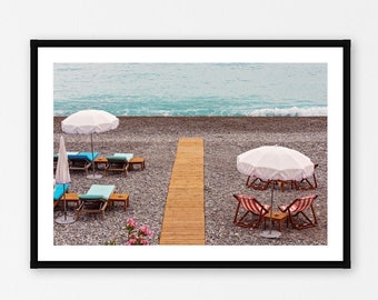 Nice France Photography, Beach Wall Art Print, French Riviera Decor, French Riviera Beach Umbrellas Print