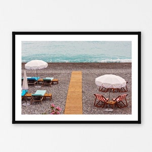 Nice France Photography, Beach Wall Art Print, French Riviera Decor, French Riviera Beach Umbrellas Print image 1