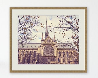 Notre Dame Cathedral Photograph, Paris Photography Wall Art Print, Classic Paris Room Decor, Notre Dame de Paris