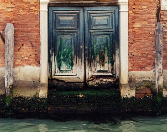 Venice Canal Door Photography Rustic Wall Art Print Italy Travel Architecture Photo Poster Print Venetian Wall Decor Large Wanderlust Art