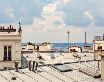 Eiffel Tower View From Montmartre Paris Print: Classic Parisian Rooftops Fine Art Photography