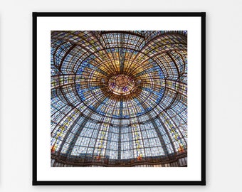 Paris Photography Wall Art, Stained Glass Ceiling Photo Print, Paris Bedroom Wall Decor, Large Square Paris Wall Art