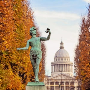 Paris Luxembourg Gardens Photography Print, Paris in Autumn Wall Decor, Rustic Fall Decor Photo Print image 1