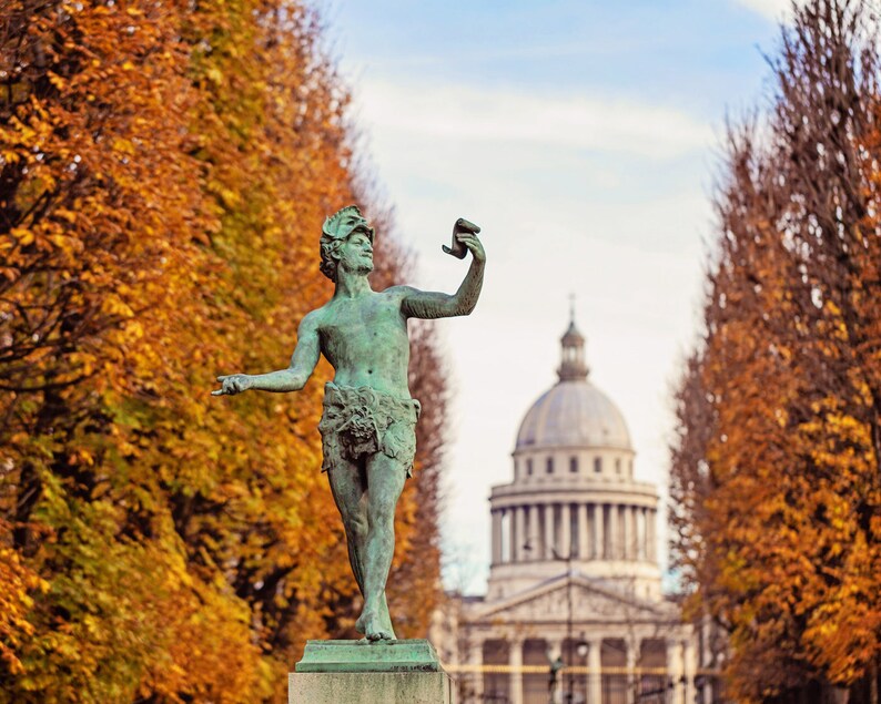 Paris Luxembourg Gardens Photography Print, Paris in Autumn Wall Decor, Rustic Fall Decor Photo Print image 1