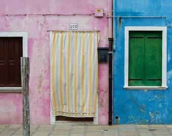 Venice Italy Boho Wall Art, Burano Italy Photography Print, Colorful Burano Island Wall Art, Italy Travel Print, Large Italian Wall Art