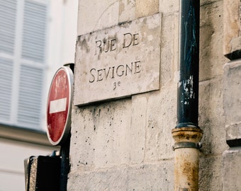 Paris France City Wall Art, Paris Photography Print, Rue de Sevigne Photo, Paris Travel Print