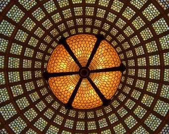 Chicago Cultural Center Tiffany Stained Glass Dome Photograph, Chicago Architecture Wall Art Print, Stained Glass Decor