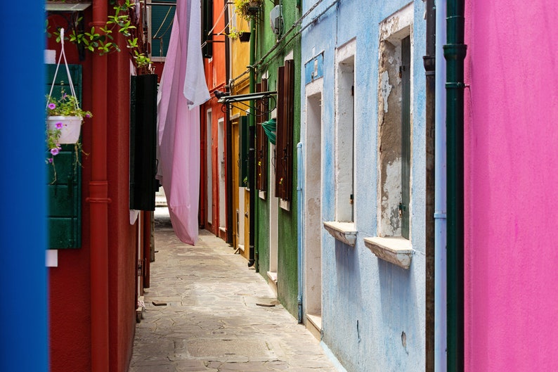 Burano Italy Island Photography Art Print, Venice Italy Travel Photography Print, Large Wall Art Decor image 1