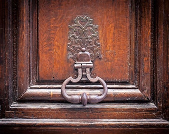 Brown Paris Door Knocker Photograph, Paris Decor Art Print, Paris Doorknocker Photo Print, Large Wall Art