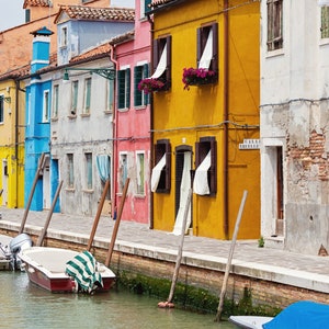 Italy Wall Art Burano Italy Photography Print, Large Color Wall Art Print, Venice Burano Canal Architecture Decor image 2
