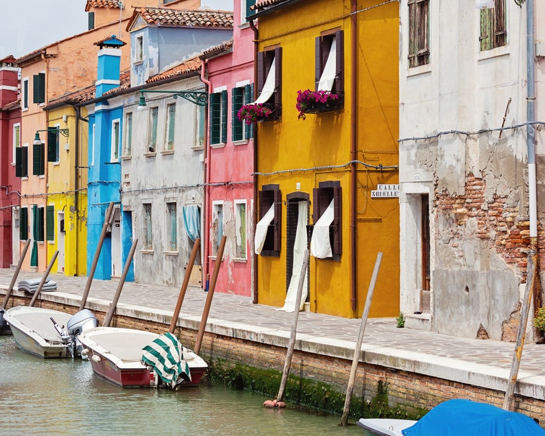 Italy Wall Art Burano Italy Photography Print, Large Color Wall Art Print, Venice Burano Canal Architecture Decor image 2