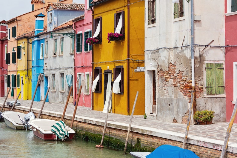 Italy Wall Art Burano Italy Photography Print, Large Color Wall Art Print, Venice Burano Canal Architecture Decor image 4